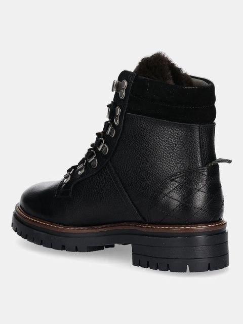 Barbour workery skórzane Bamburgh damskie kolor czarny na płaskim obcasie LFO0770BK51 - zdjęcie produktu nr 2