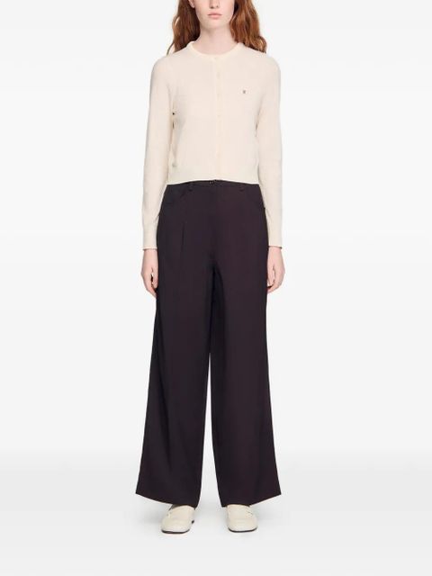 SANDRO padded-round-neck cardigan - Neutrals