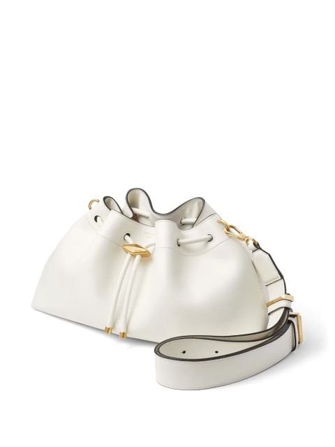 Jimmy Choo Cinch M leather bucket bag - White