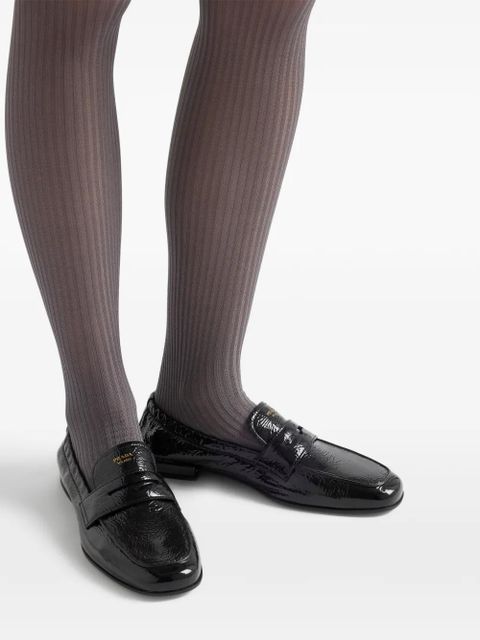 Prada leather logo loafers - Black