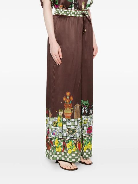 ALEMAIS drawstring-waist printed trousers - Brown
