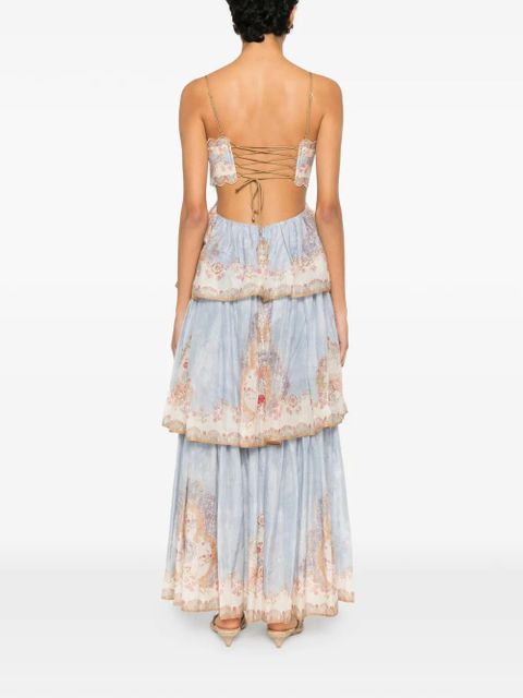 ZIMMERMANN Daylight tiered floral-print maxi dress - Blue