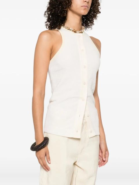 Nanushka ribbed button-placket top - Neutrals