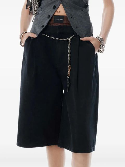 Alexander Wang pleated chain-embellished shorts - Black