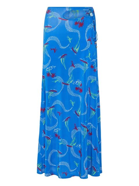 Rabanne fish-print maxi skirt - Blue - zdjęcie produktu nr 1