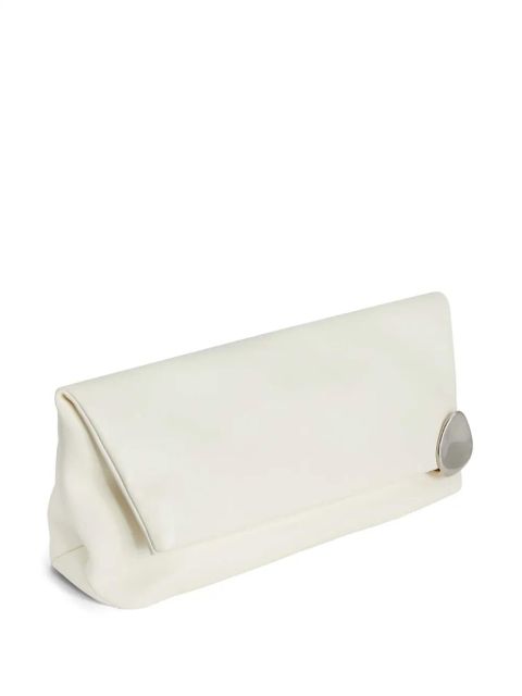 Jil Sander gemstone-embellished zipped clutch bag - White