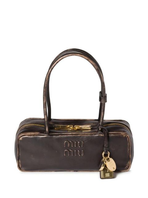 Miu Miu Beau logo-embossed tote bag - Brown - zdjęcie produktu nr 1