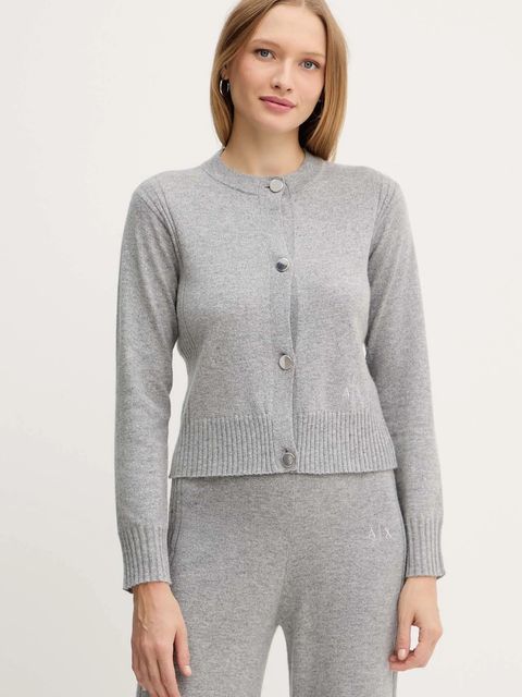 Armani Exchange kardigan z dodatkiem wełny damski kolor szary lekki XW001163 AF16181 - zdjęcie produktu nr 1