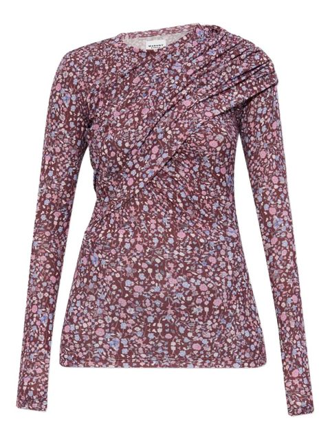 MARANT ÉTOILE draped floral-print top - Red - zdjęcie produktu nr 1
