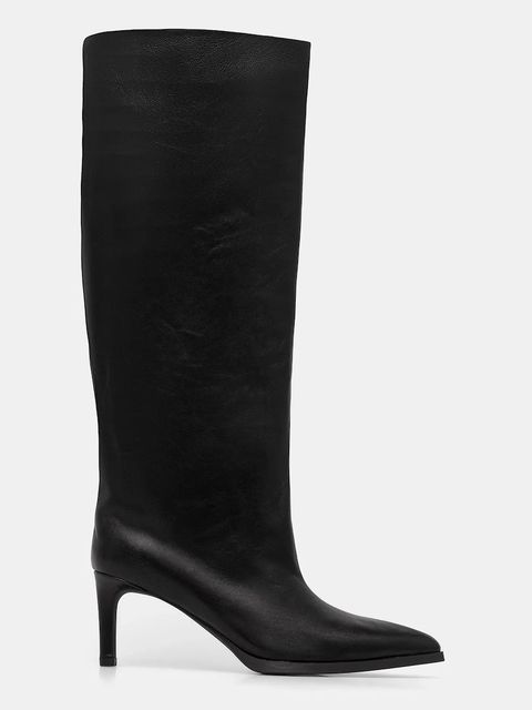 Answear.LAB kozaki skórzane kolor czarny na szpilce