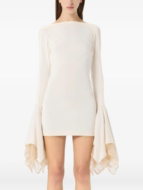 Blumarine lace flared-sleeve mini dress - Neutrals