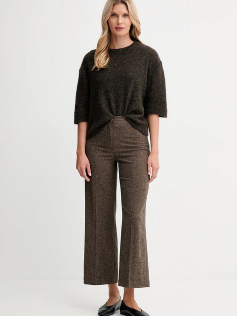 Sessun sweter z dodatkiem alpaki damski kolor brązowy 25109014