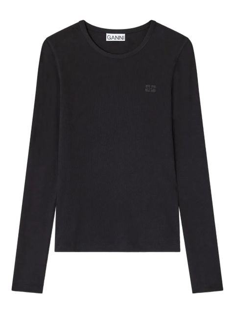 GANNI rib long-sleeve T-shirt - Black - zdjęcie produktu nr 1