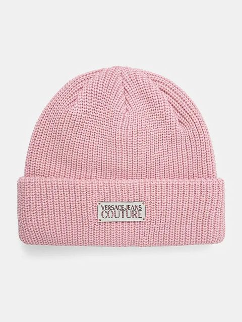 Versace Jeans Couture czapka kolor różowy z grubej dzianiny 77HAZK50 ZG291