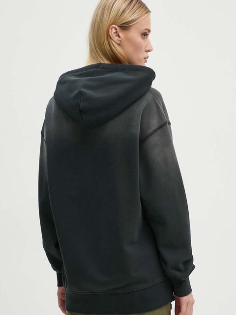 Diesel bluza bawełniana F-BUXT-HOOD-P2 damska kolor szary z kapturem z nadrukiem A15386.0PHAQ