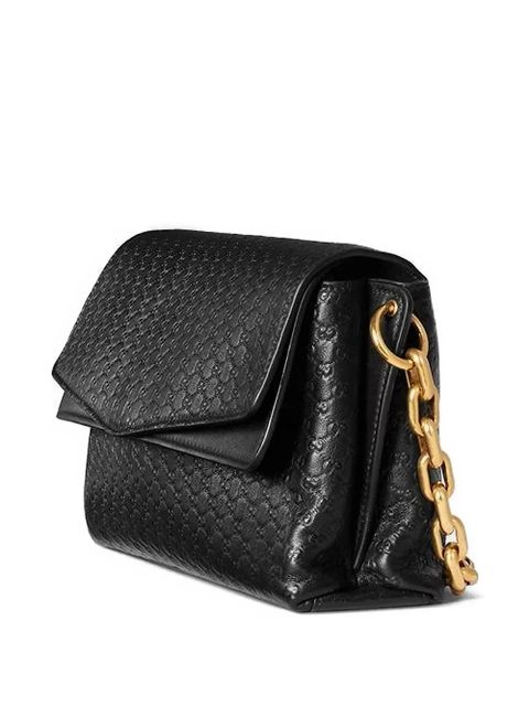 Gucci medium embossed chain shoulder bag - Black - zdjęcie produktu nr 2