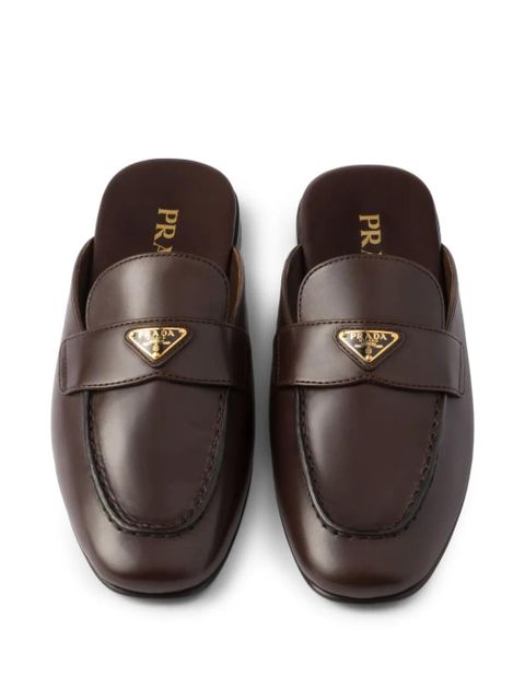 Prada leather slippers - Brown