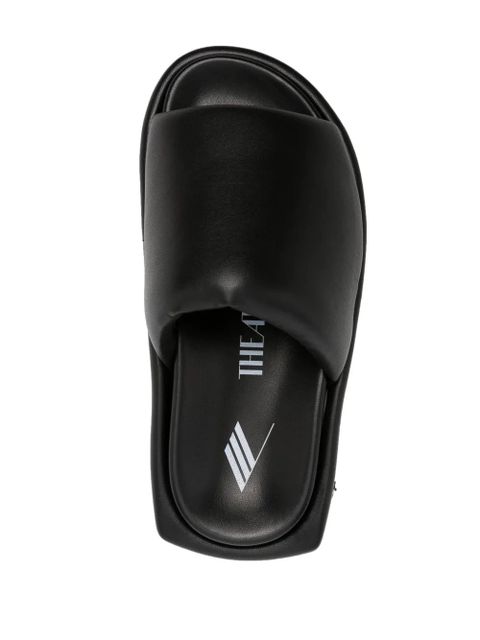 The Attico Mia platform leather slides - Black