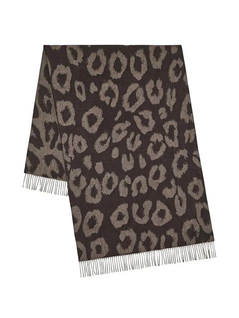Mulberry leopard-print fringed scarf - Brown - zdjęcie produktu nr 1