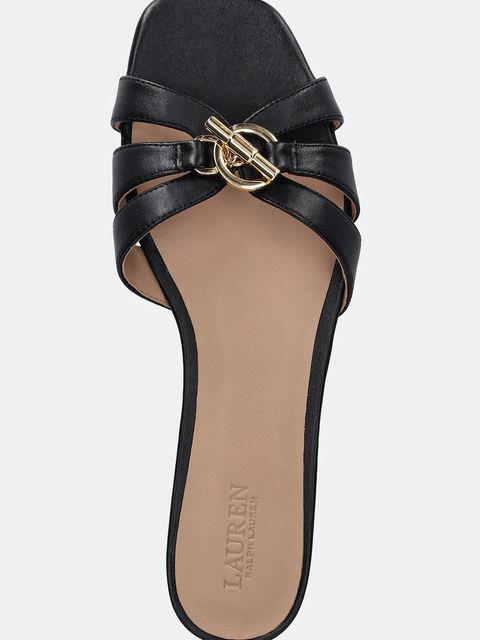 Lauren Ralph Lauren klapki skórzane Blike Slide damskie kolor czarny 802982875002