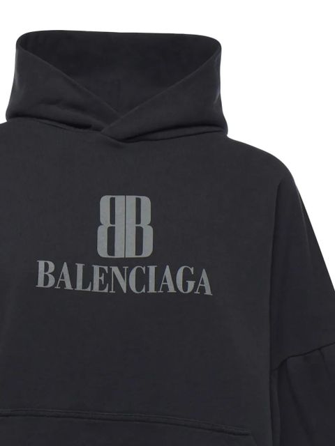 Balenciaga logo-plaque cotton hoodie - Black - zdjęcie produktu nr 2