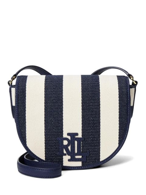 Lauren Ralph Lauren striped logo-plaque shoulder bag - Blue - zdjęcie produktu nr 1