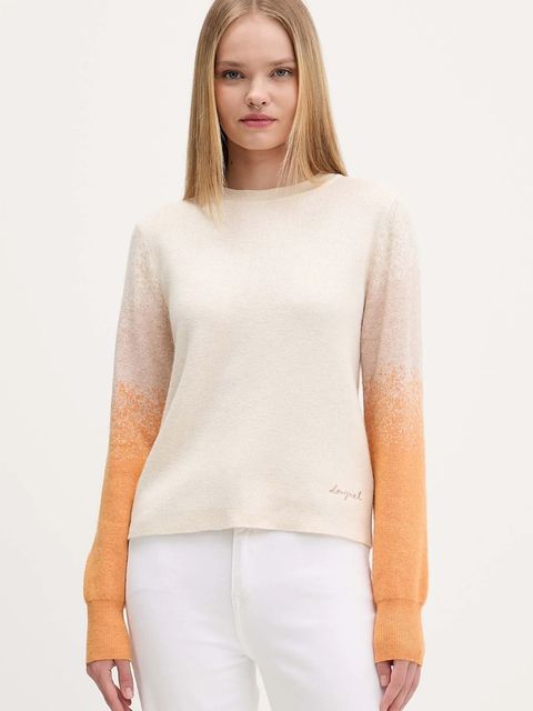 Desigual sweter z domieszką wełny FAMA damski kolor beżowy 25WWJF24 - zdjęcie produktu nr 1