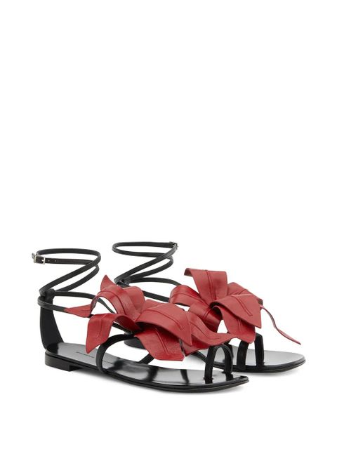 Giuseppe Zanotti floral appliqué sandals - Black - zdjęcie produktu nr 2