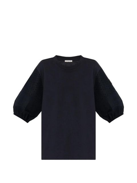 Moncler perforated puff-sleeve T-shirt - Blue - zdjęcie produktu nr 1