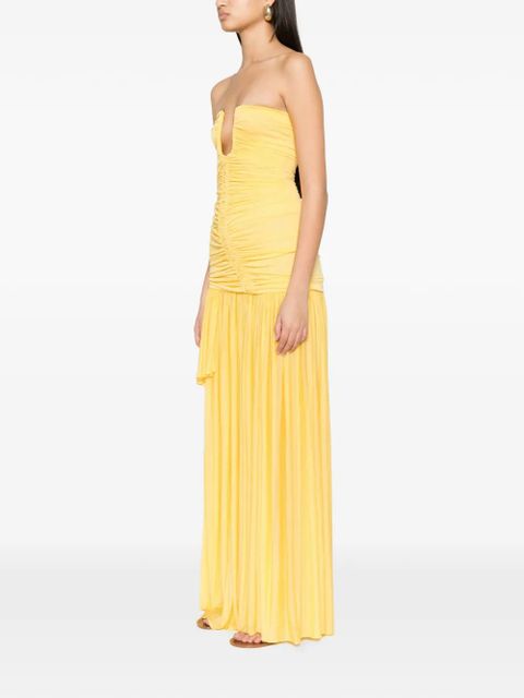 Christopher Esber Orion ruched-bodice maxi dress - Yellow
