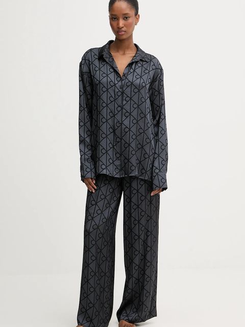 Calvin Klein Underwear koszula piżamowa damska kolor szary satynowa LV00QS7535 - zdjęcie produktu nr 2