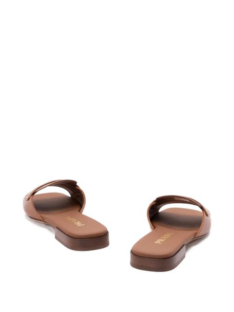 Prada leather logo-detail sandals - Brown