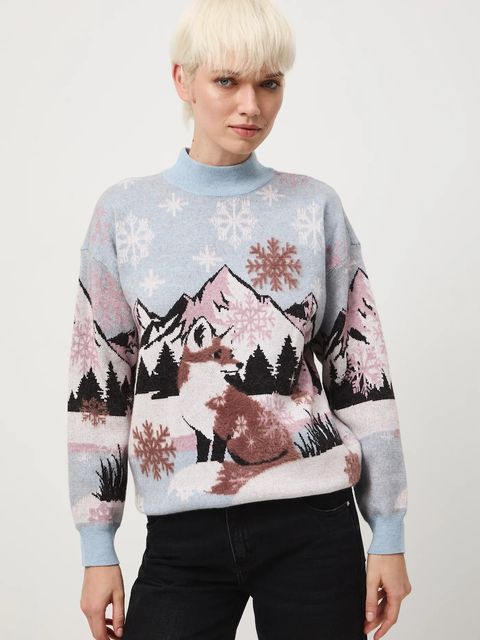 Medicine sweter damski kolor multicolor lekki z półgolfem - zdjęcie produktu nr 1