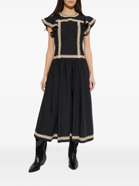 Ulla Johnson ruffled-trim midi dress - Black