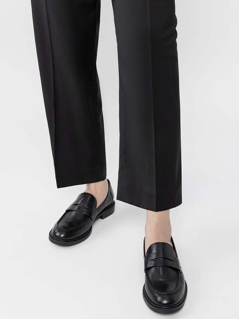 Vagabond Shoemakers mokasyny skórzane AMINA damskie kolor czarny na płaskim obcasie 5703.001.20