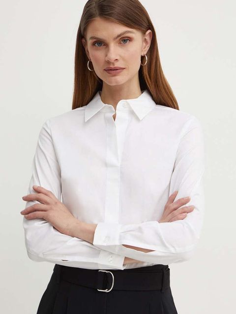 BOSS koszula Bashinah damska kolor biały slim z kołnierzykiem klasycznym - zdjęcie produktu nr 1