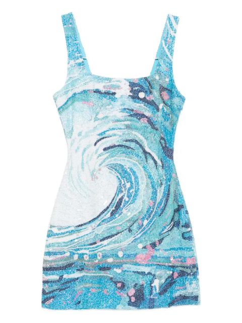 STAUD Le Sable tidal-wave sequin mini dress - Blue