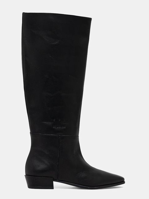 Copenhagen kozaki skórzane damskie kolor czarny na płaskim obcasie CPH295 leather