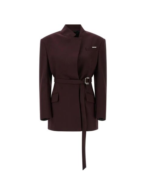 The Attico belted padded-shoulder blazer - Purple - zdjęcie produktu nr 1