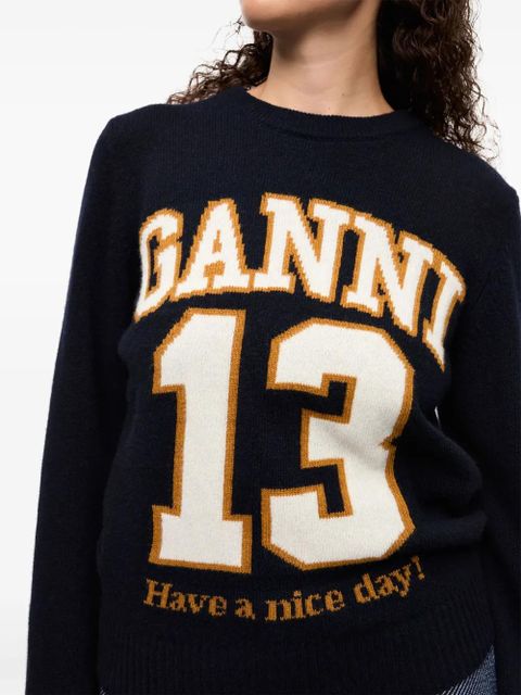 GANNI logo-jacquard sweater - Black