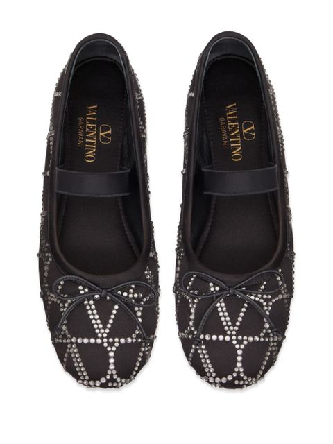 Valentino Garavani Toile Iconographe embellished ballerina shoes - Black