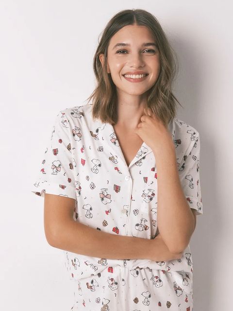 women'secret piżama bawełniana SNOOPY damska kolor beżowy bawełniana 3132214 - zdjęcie produktu nr 2