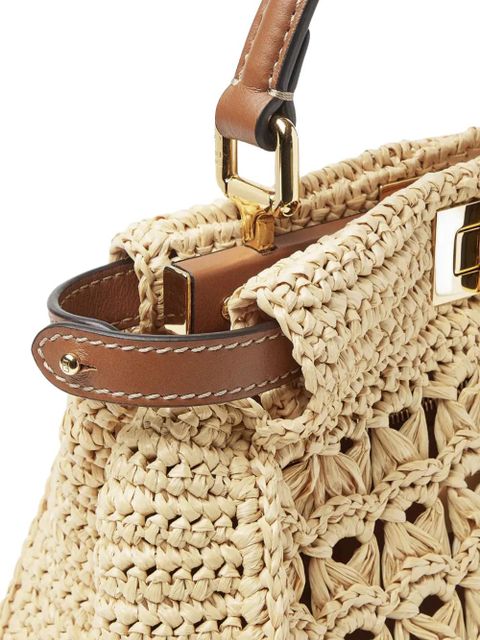 FENDI mini Peekaboo openwork tote bag - Neutrals