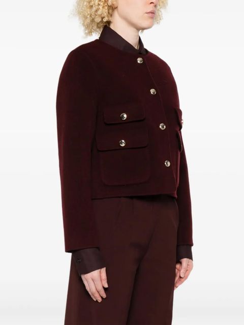 Maje button-fastening flap-pockets cropped jacket - Red