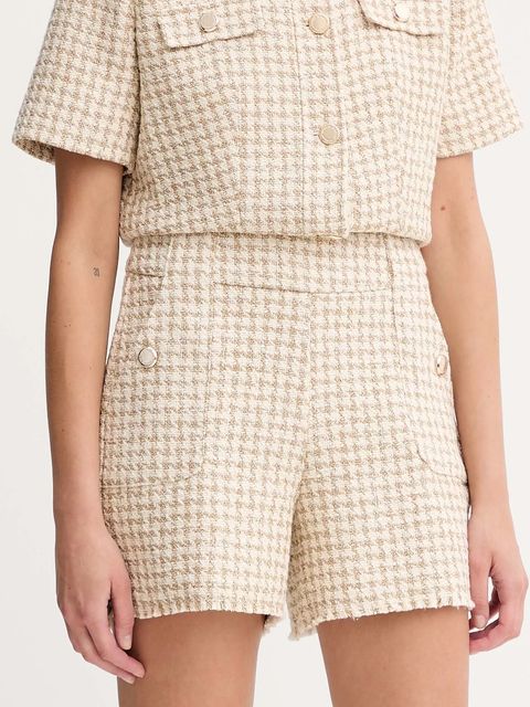 Morgan szorty damskie kolor beżowy wzorzyste high waist SHAV.F - zdjęcie produktu nr 1