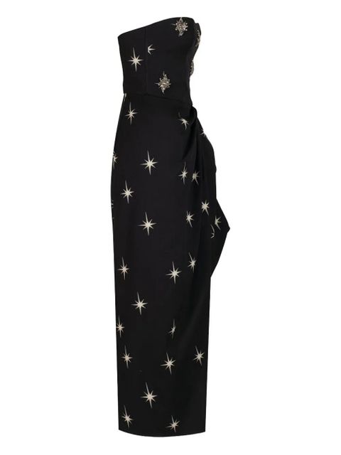 Johanna Ortiz Ethereal star-print strapless dress - Black