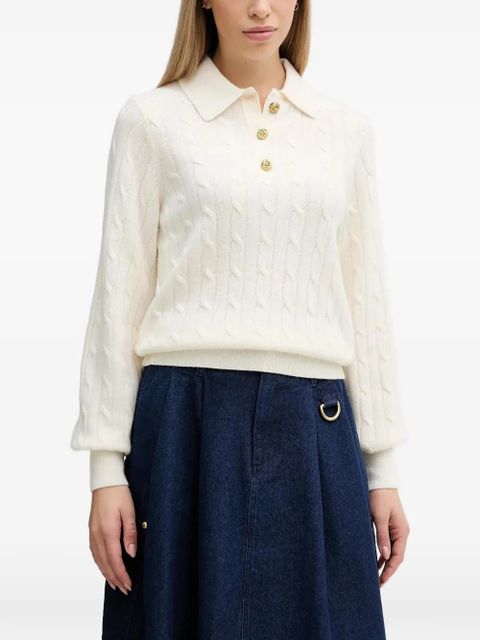 Barbour Evie cable-knit button polo top - Neutrals - zdjęcie produktu nr 1