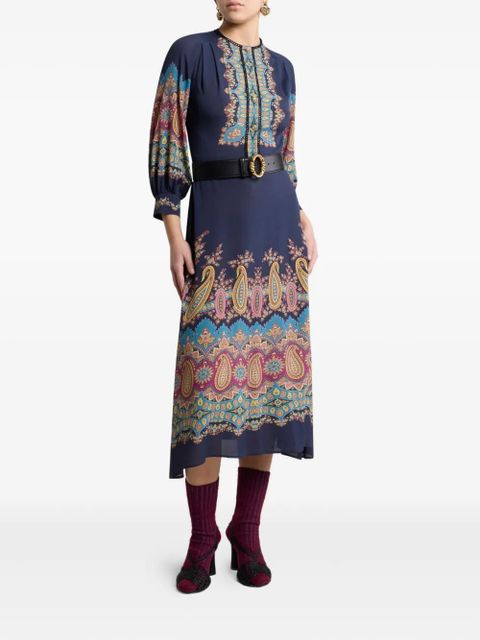 ETRO paisley-print button-front midi dress - Blue - zdjęcie produktu nr 2