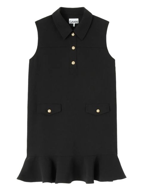 GANNI button ruffled dress - Black - zdjęcie produktu nr 1