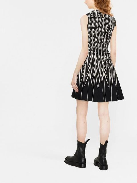 Alexander McQueen intarsia-knit belted dress - Black